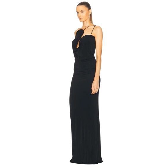Christopher Esber Wave Coil Dress in Black 2 New Womens Maxi Gown - Picture 3 of 16